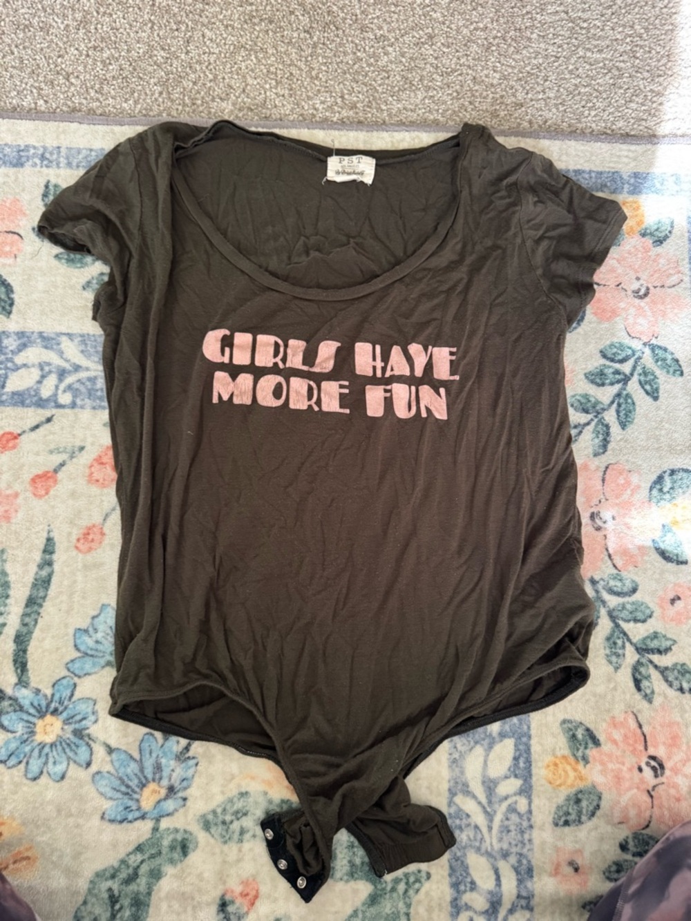 Project Social T Green Crewneck Tee “Girls Have More Fun” Bodysuit